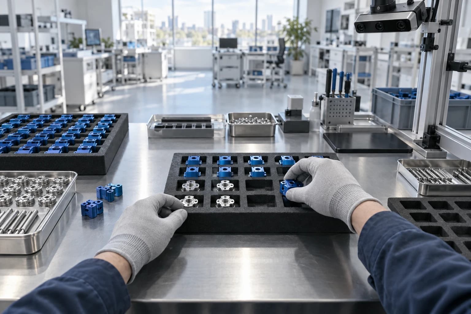 Illustrative first-person view of precision component sorting in a collection environment
